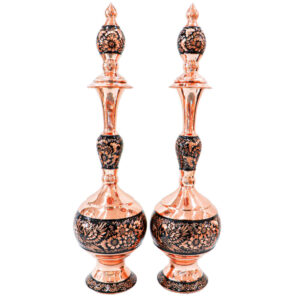 Decoratieve koperen fles handgemaakt Perzisch gegraveerd Yara (2x)