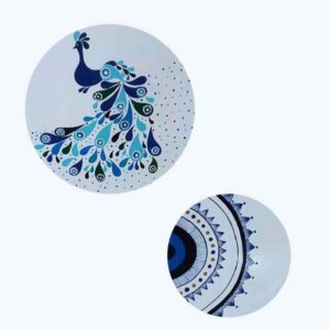Set van 2 Handbeschilderde Aardewerken Borden – Model Simorgh