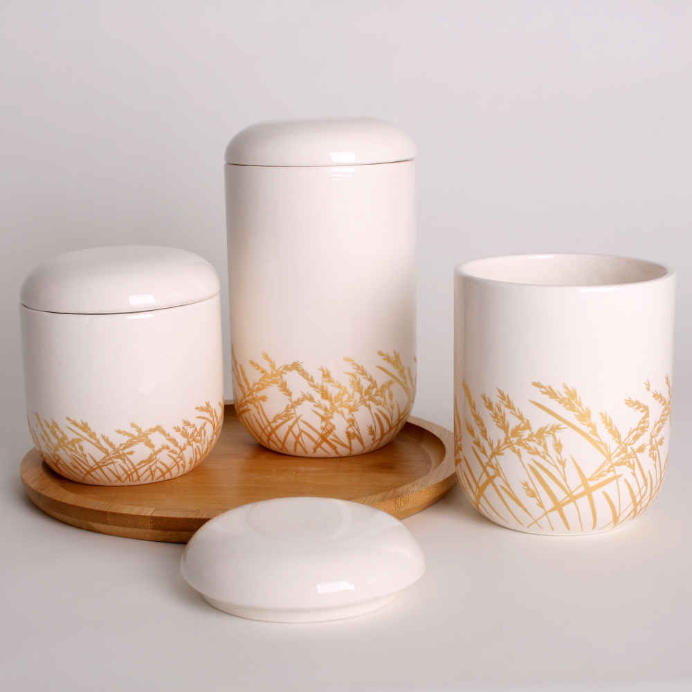 Keramische potten set – Stijlvolle opslag voor koffie, thee & meer (3x)