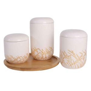 Keramische potten set – Stijlvolle opslag voor koffie, thee & meer (3x)