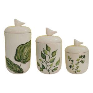 Ceramische potten set – Leaf (3x)
