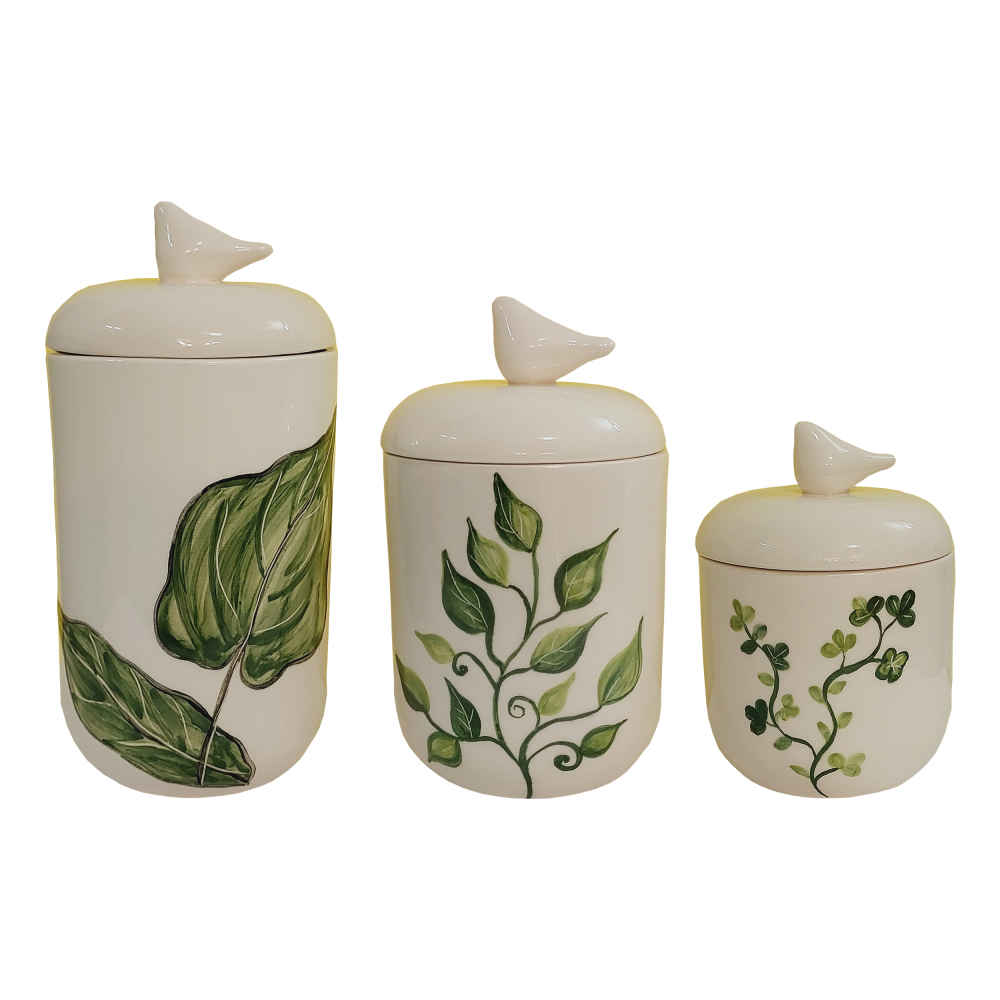 Ceramische potten set – Leaf (3x)