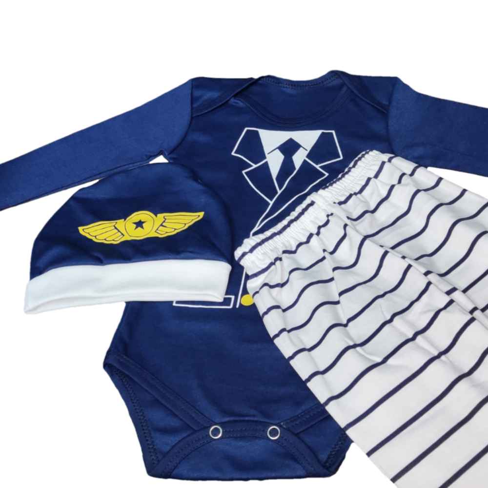 Set van 3 Pasgeboren Babykleding – Blauw Captain Model