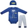 Set van 3 Pasgeboren Babykleding – Blauw Captain Model