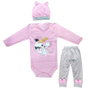 Set van 3 Pasgeboren Babykleding – Roze Vos Model