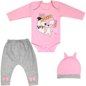 Set van 3 Pasgeboren Babykleding – Roze Gazelle Model