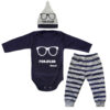 Set van 3 Pasgeboren Babykleding – Blauw Bril Model