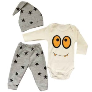 Set van 3 Pasgeboren Babykleding – Grijs Halloween Model