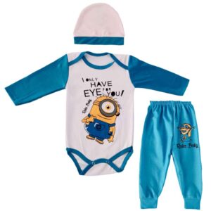 Set van 3 Pasgeboren Babykleding – Blauw Minion Model