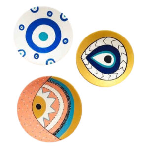 Aardewerken Borden Cheshm Nazar – Kwaad Oog (Set van 3)
