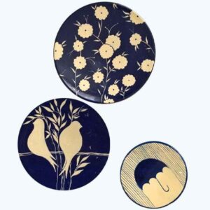 Aardewerken Borden Flower – Handgeschilderd (Set van 3)