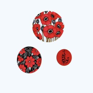 Aardewerken Borden Jahan – Kalligrafie & Bloemen (Set van 3)