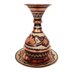 Decoratieve koperen vaas handbeschilderd met Perzische Minakari-emaille Helen