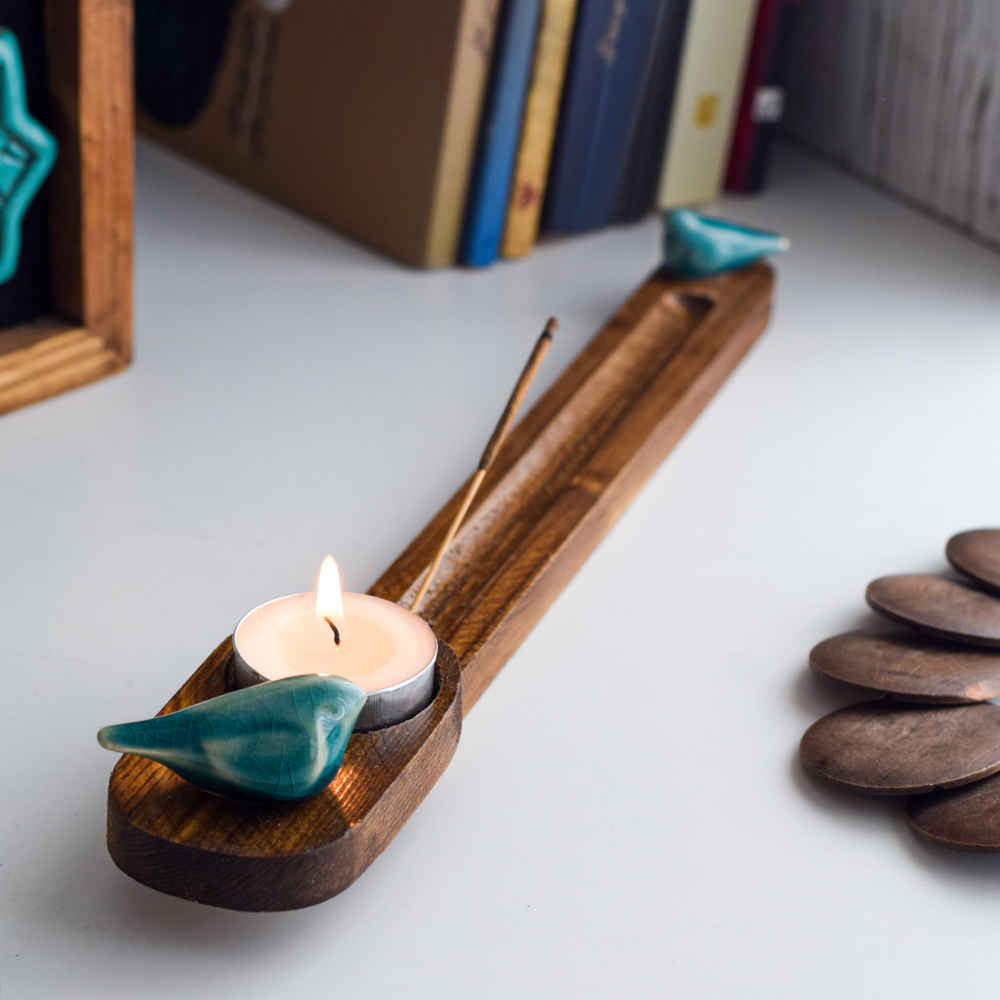 Houten wierookhouder – Model Vogel