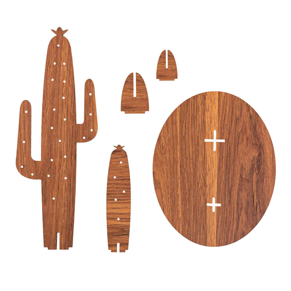 Houten sieradenhouder en organizer – Cactus model (Bruin, 2x)