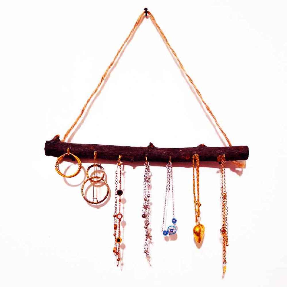 Houten sieradenhouder en organizer – Rustiek model (Bruin, 2x)