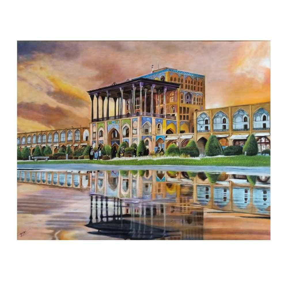 Originele realisme tekening – pastel op karton, Aali Qapu-paleis