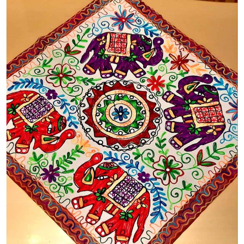 Geborduurd wandtapijt – Balochi Olifant