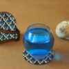 Antieke Iraanse Onderzetters met Houder – Ronde Artistieke Houten Glasonderzitter Set