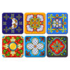 Mooie Bloemen Houten Onderzetters – Vierkante Artistieke Glasbescherming Set