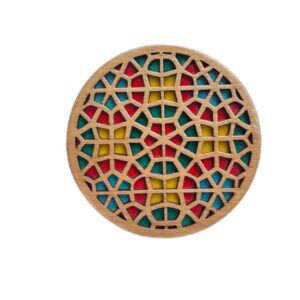 Houten Geometrische Onderzetters Colorful (Set van 2)