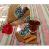 Hartvormige Iraanse Florale Onderzetters met Houder – Artistieke Houten Glasonderzitter Set