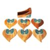 Hartvormige Iraanse Florale Onderzetters met Houder – Artistieke Houten Glasonderzitter Set