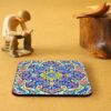 Kaashi Iraanse Florale Onderzetters met Houder – Vierkante Artistieke Houten Set
