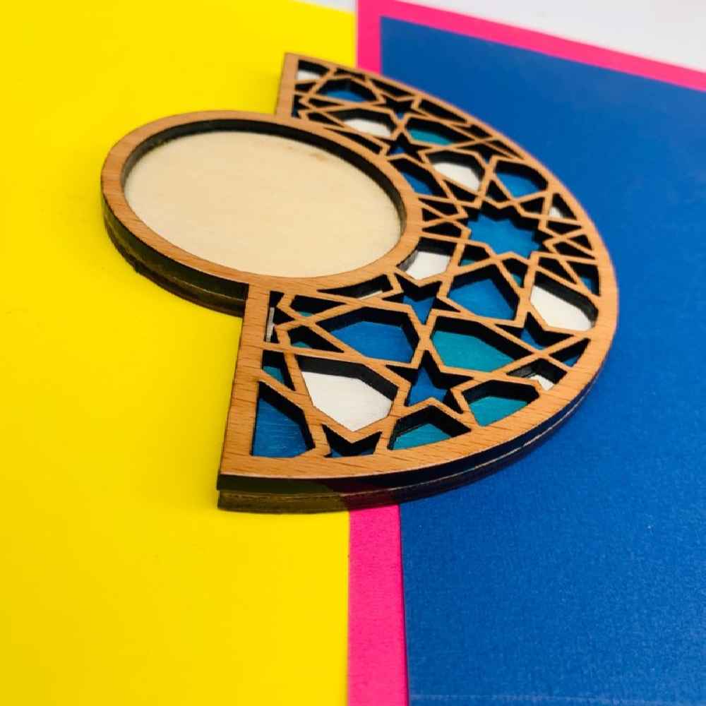 Geometrische Houten Onderzetters 2-pack – Kiana-ontwerp, Boho Stijl