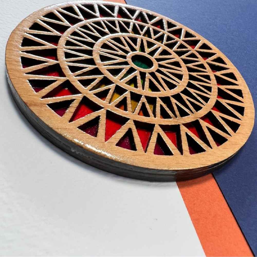 Geometrische Houten Onderzetters 2-pack – Raika-ontwerp, Boho Stijl
