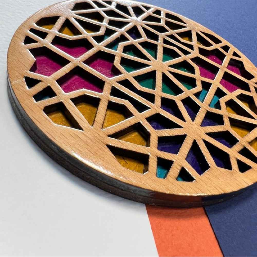 Geometrische Houten Onderzetters 2-pack – Sara-ontwerp, Boho Stijl