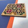 Geometrische Houten Onderzetters 2-pack – Tara-ontwerp, Boho Stijl