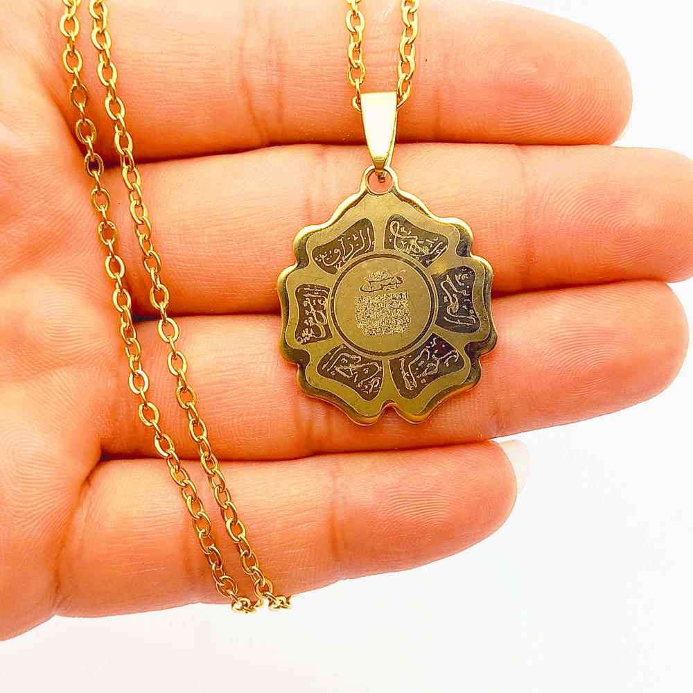 Islamitische Wan Yakad Stalen Ketting met Bloemenhanger