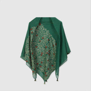 Groene Zomersjaal – Luxe Bloemenprint