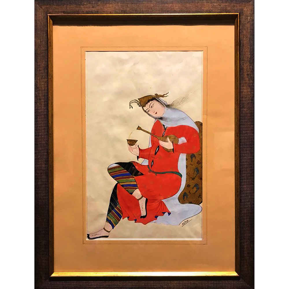 Originele Perzische Safavid-kunstschildering: aquarel & gouache op karton – Tazhib