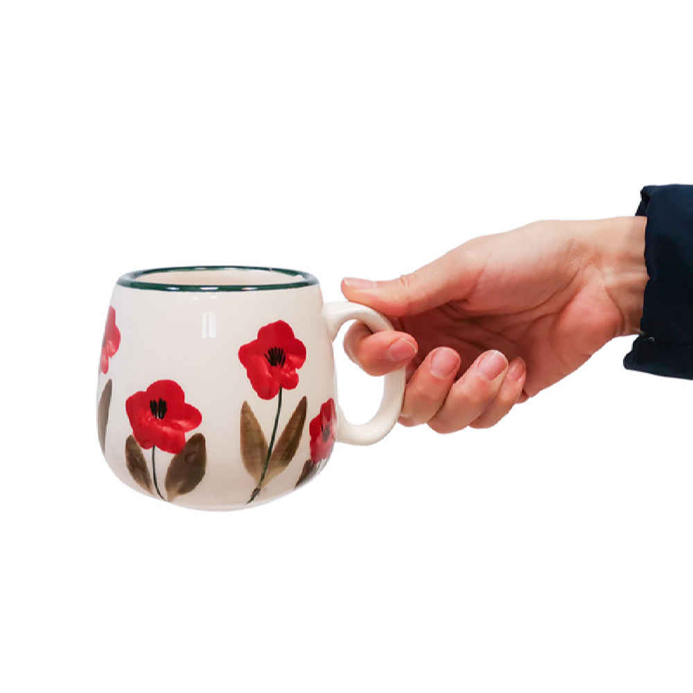 Artistieke aardewerken beker – met bloemenpatroon
