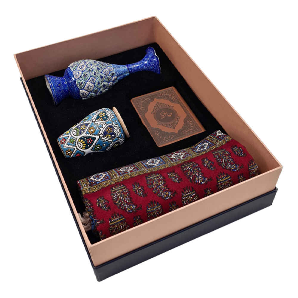 Luxe Perzische Cadeauset – Minakari Vaasje en Boek van Hafez