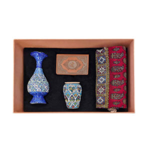 Luxe Perzische Cadeauset – Minakari Vaasje en Boek van Hafez