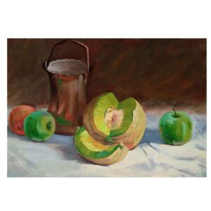 Originele realisme kunst – Olie op karton, fruit