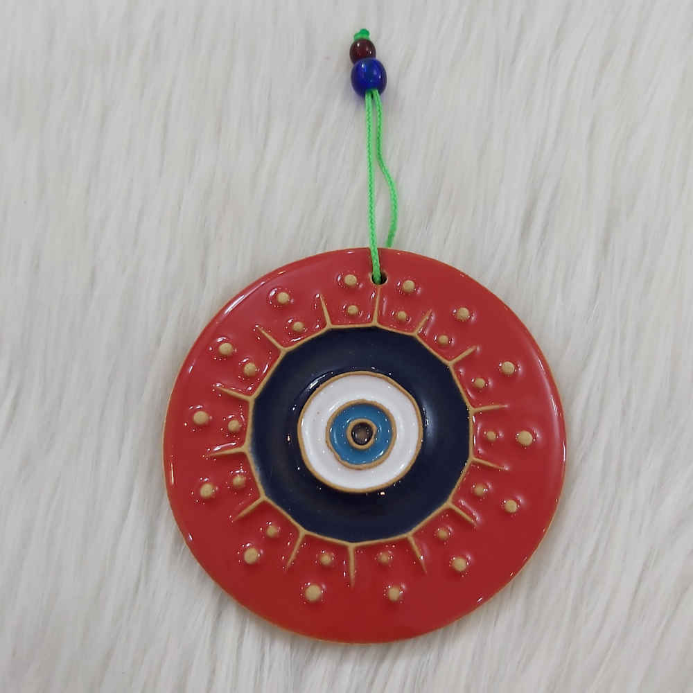 Perzische Keramische Muurhanger Amulet Model Cheshm Nazar