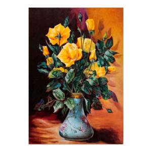 Origineel realistisch schilderij – Olie op doek, bloemen door Ahmad Motaghedi
