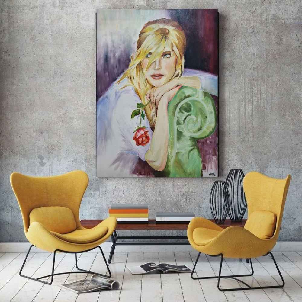 Origineel realistisch schilderij – Olie op doek, vrouw