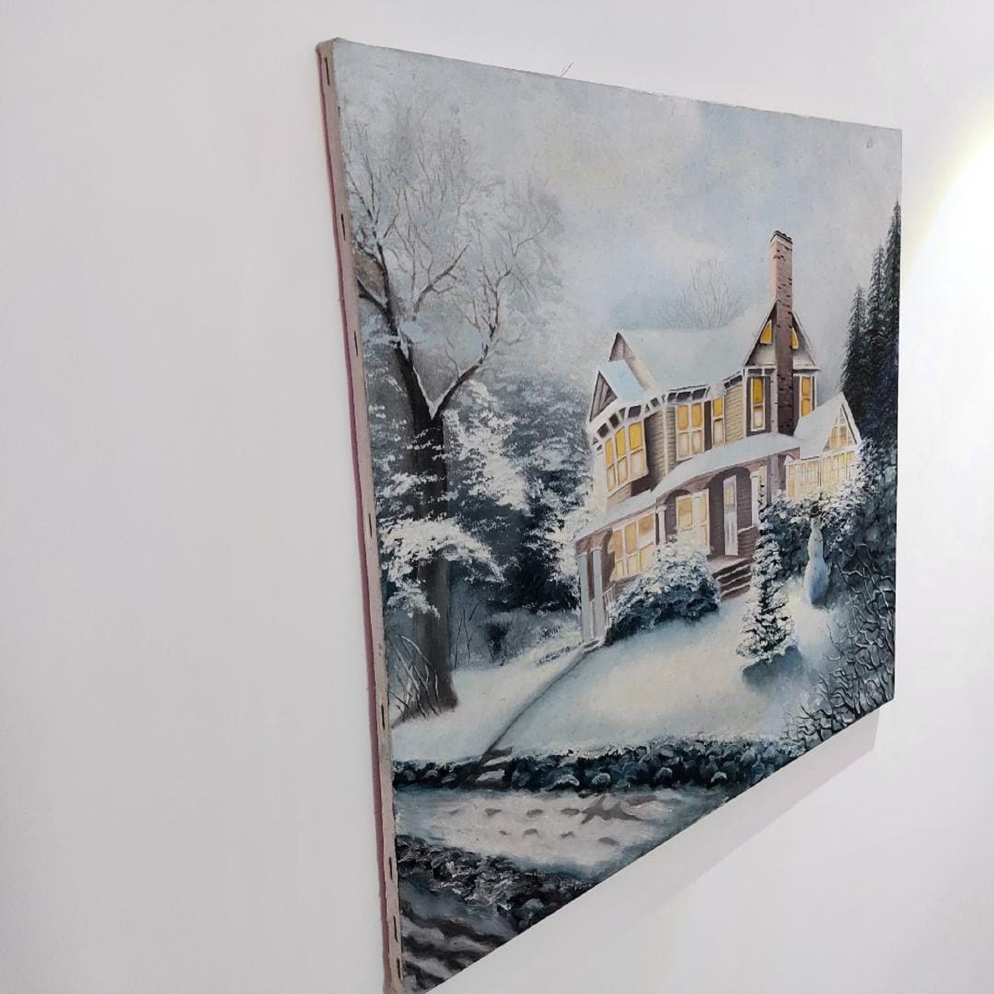 Origineel realistisch schilderij – Olie op doek, winter door Ebrahim Shirian