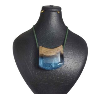 Hout-en-hars ketting handgemaakt artistiek gedurfd model Ocean
