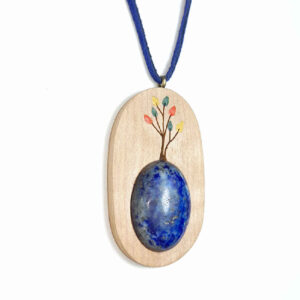 Houten ketting artistiek Lapis Lazuli