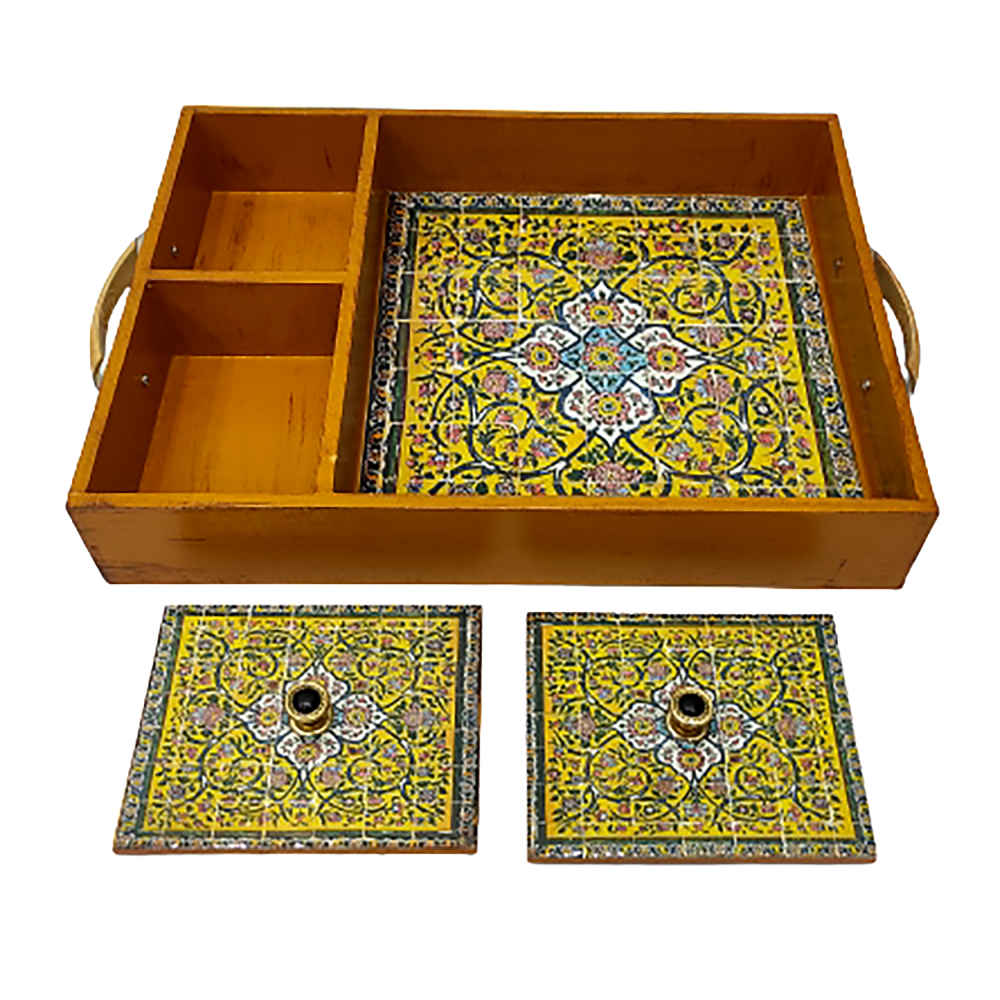 Etnisch Iraans houten dienblad Darya – Theeblad