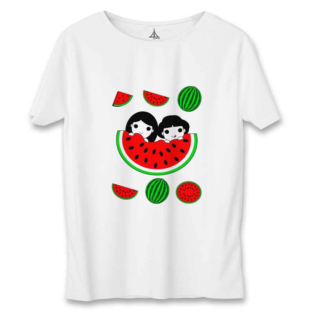 Yalda T-shirt Watermelon – Wit Korte Mouwen