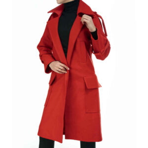 Modieuze Double-Breasted Katoenen Jas – Rood