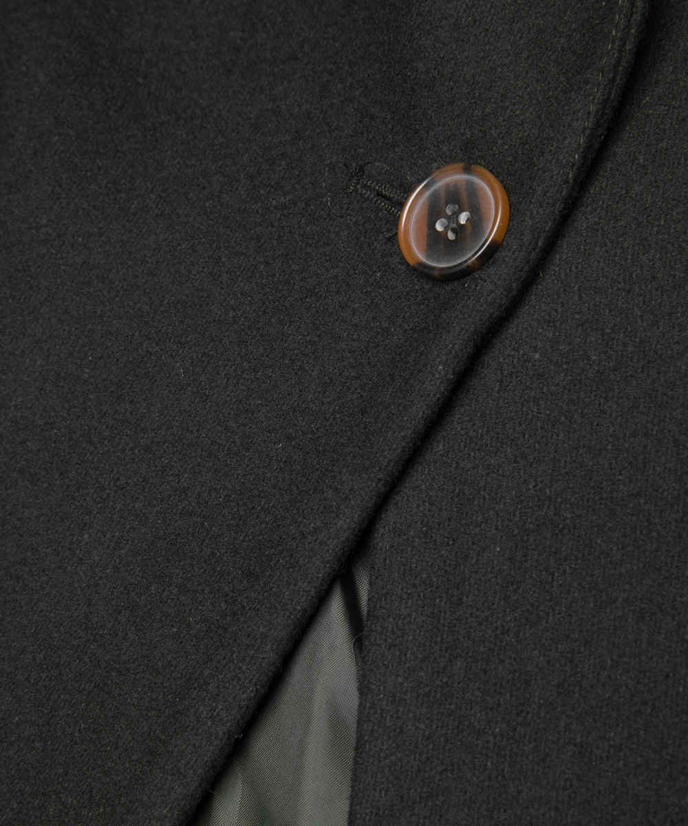 Dubbelrijige katoenen overjas voor dames – Zwart
