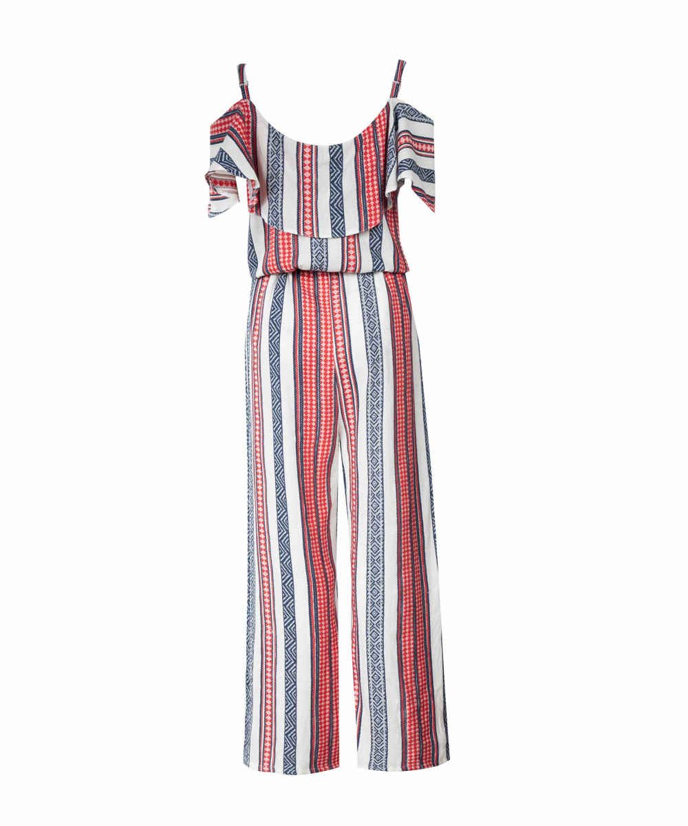 Gestreepte jumpsuit met wijde pijp voor dames Elvise